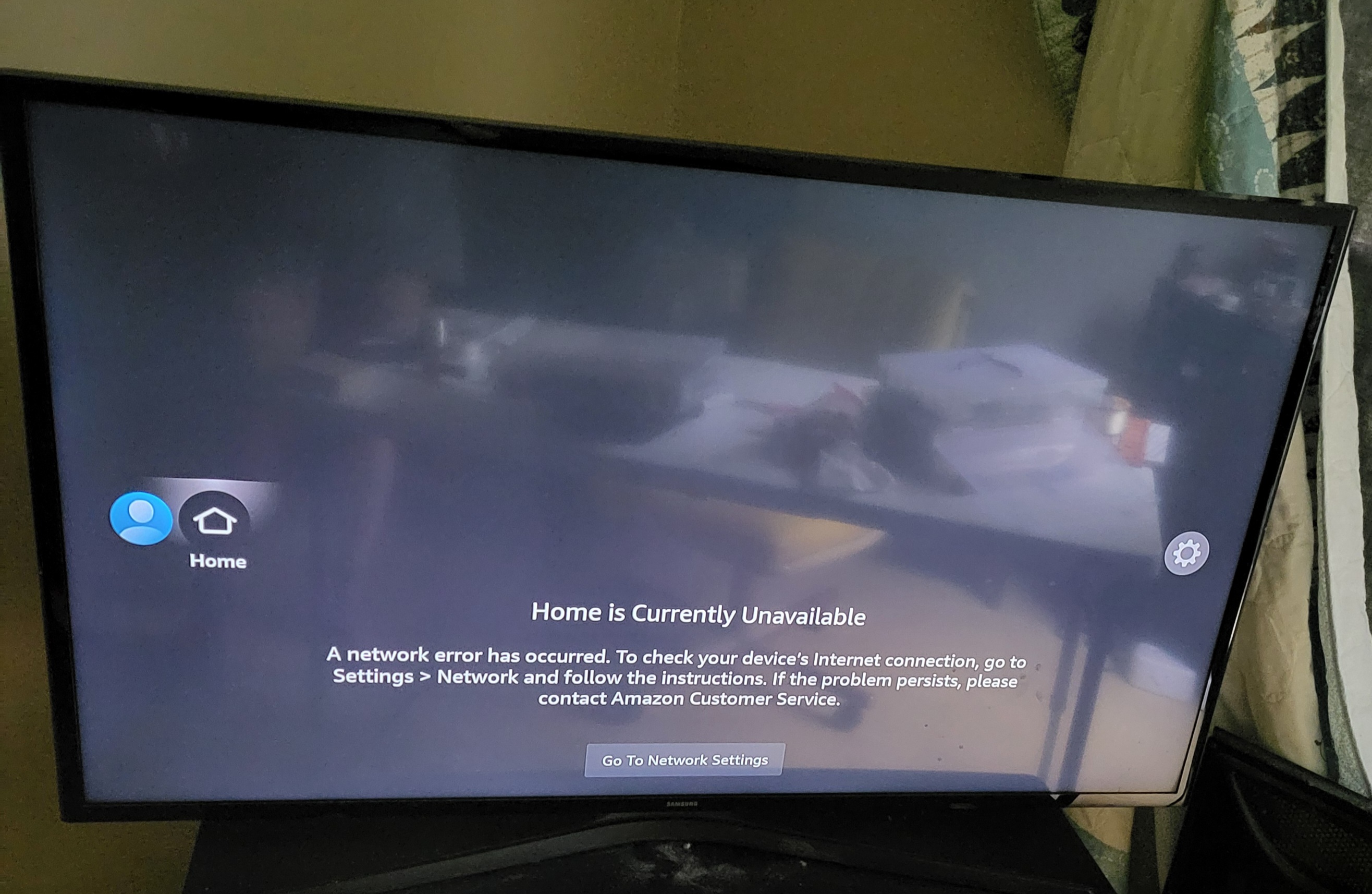 Fire TV Internet currently unavailable error screen